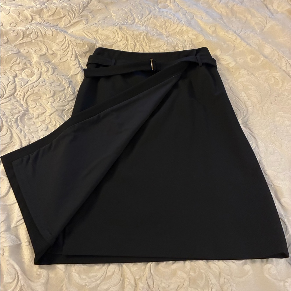 Y2K WOMEN’S NINE WEST BLACK BELTED-WRAP SKIRT
